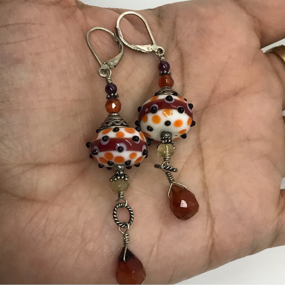 Sterling Silver Glass Beads dangle Earrings
Handmade